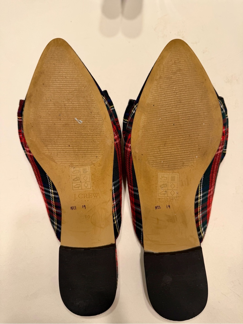 J Crew Plaid Bow Pointed Toe Slip-On Flats - Size 10 - Picture 7 of 8